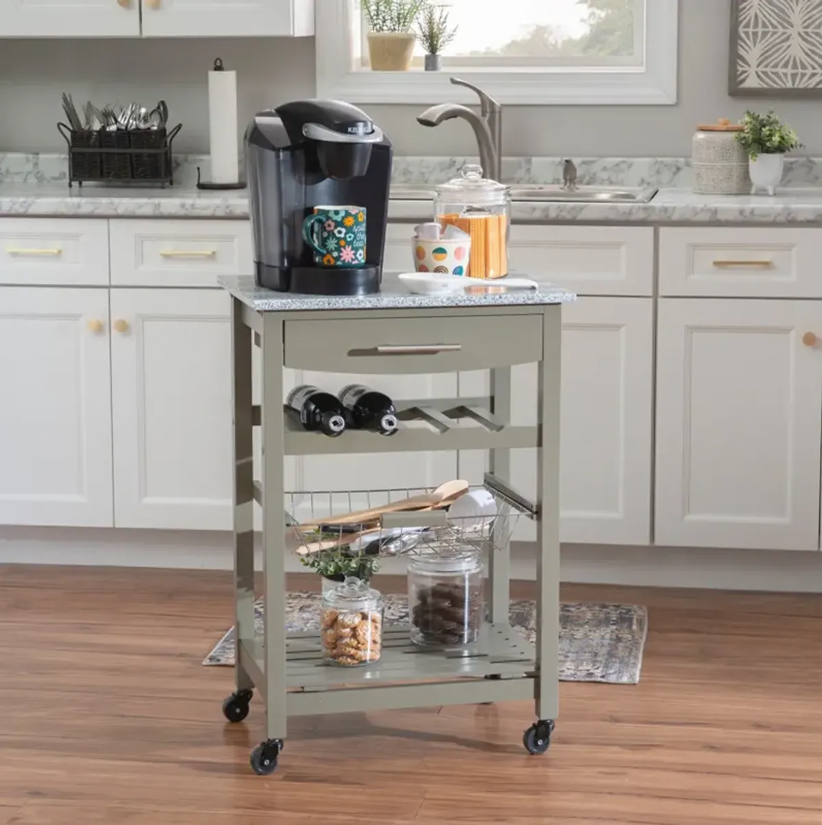 Avon Granite Kitchen Cart - Gray