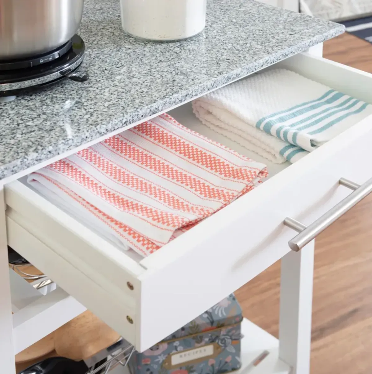 Avon Granite Kitchen Cart -White