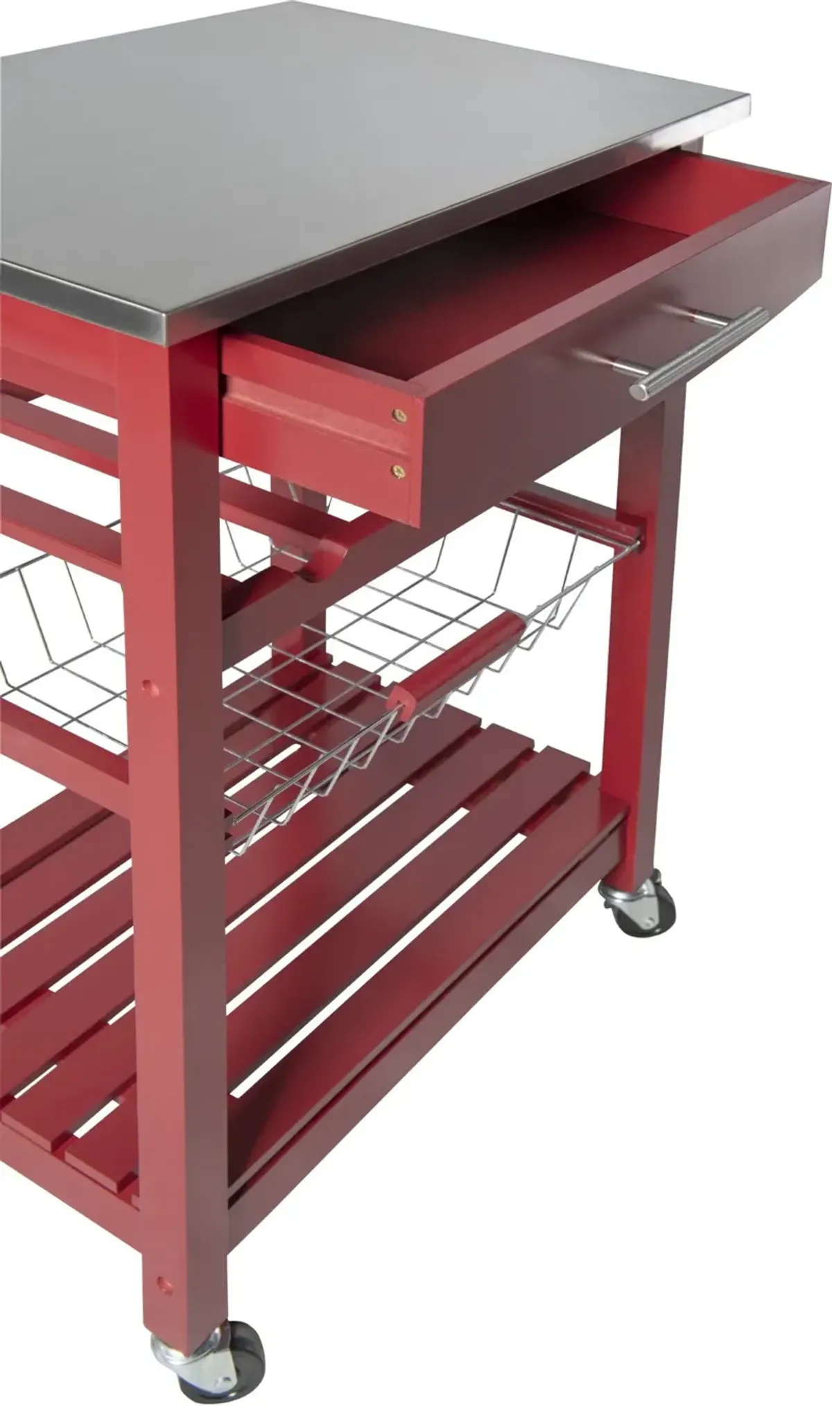 Avon Stainless Steel Kitchen Cart -Red