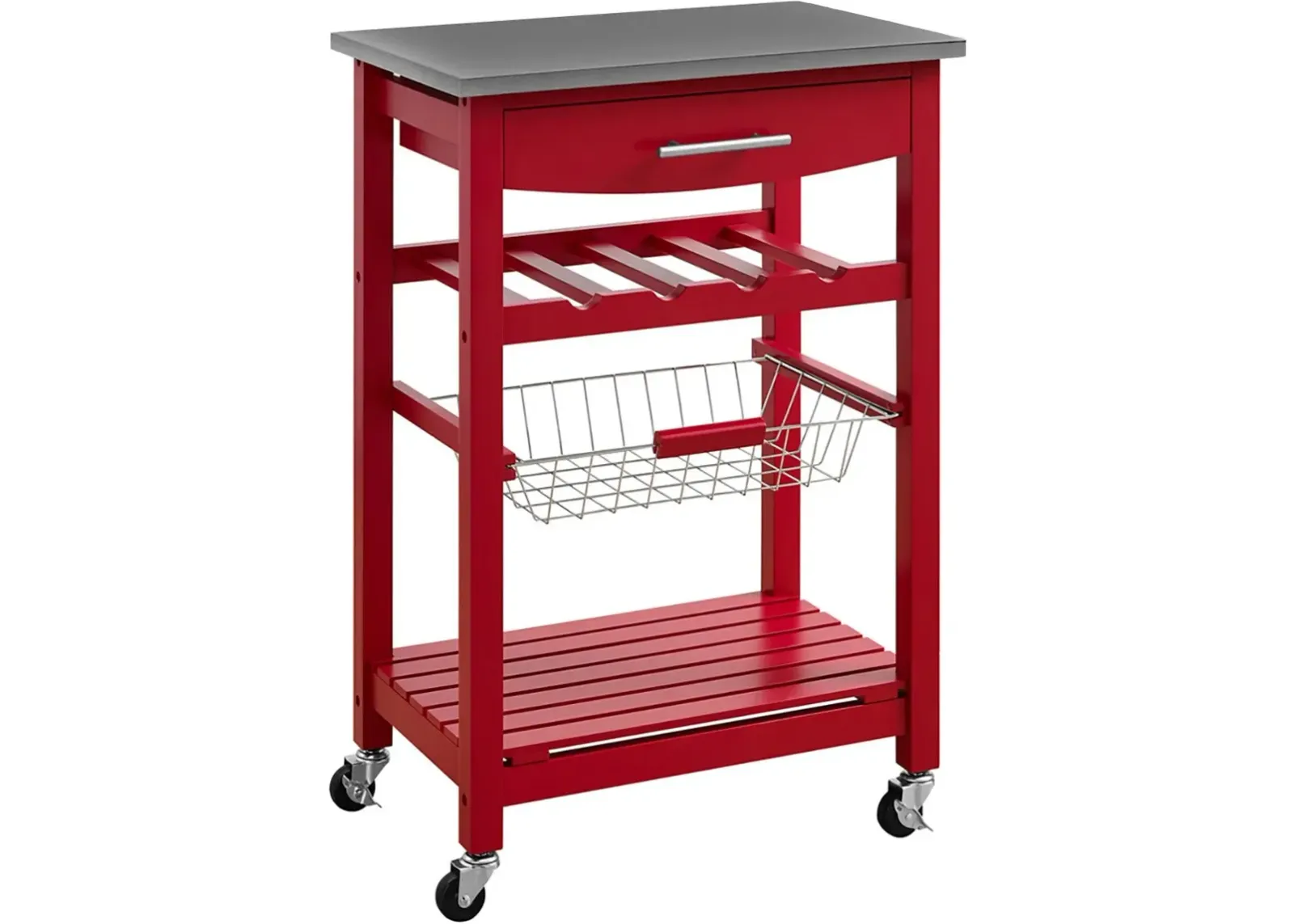 Avon Stainless Steel Kitchen Cart -Red