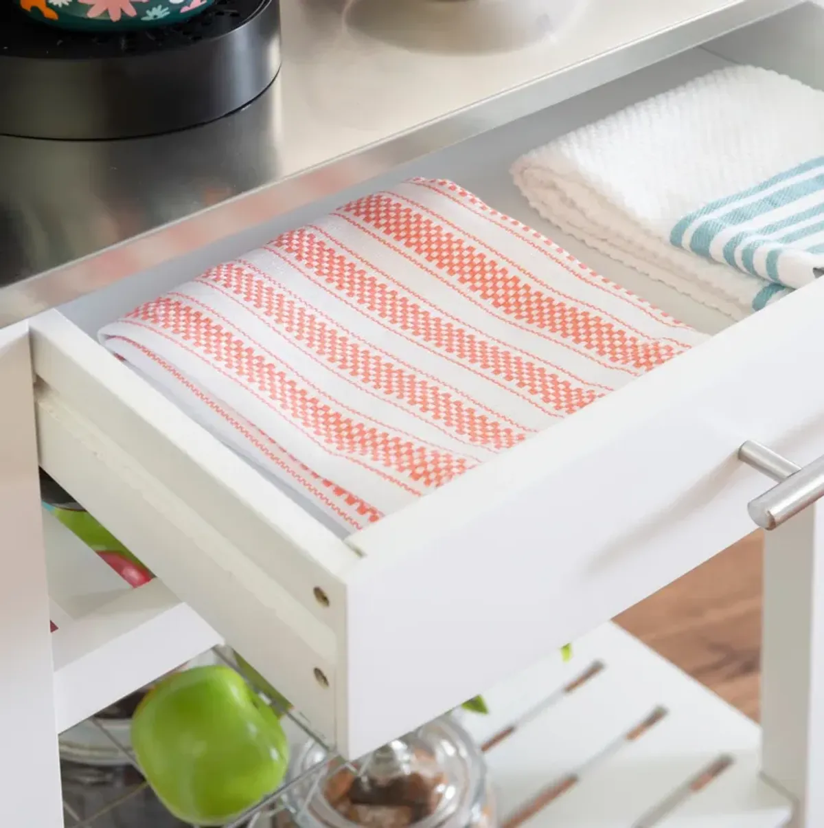 Avon Stainless Steel Kitchen Cart -White