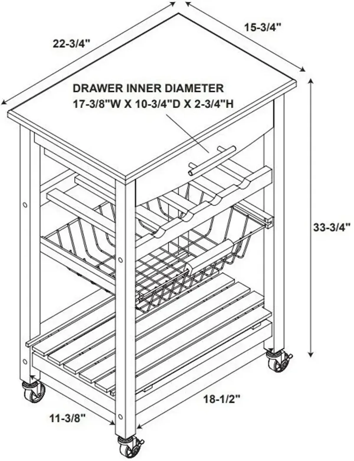 Avon Stainless Steel Kitchen Cart -White