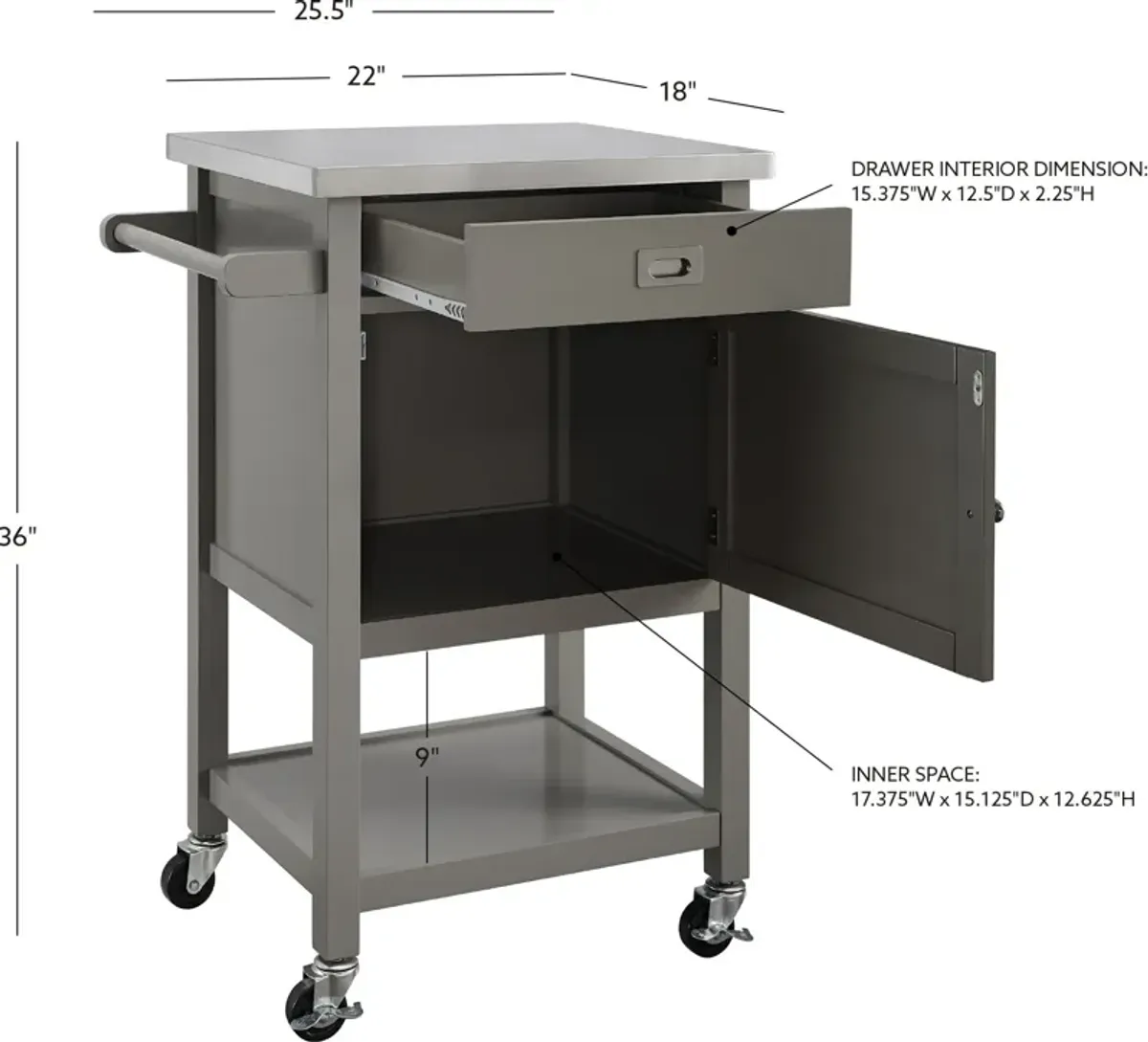 Highland Apartment Cart - Gray