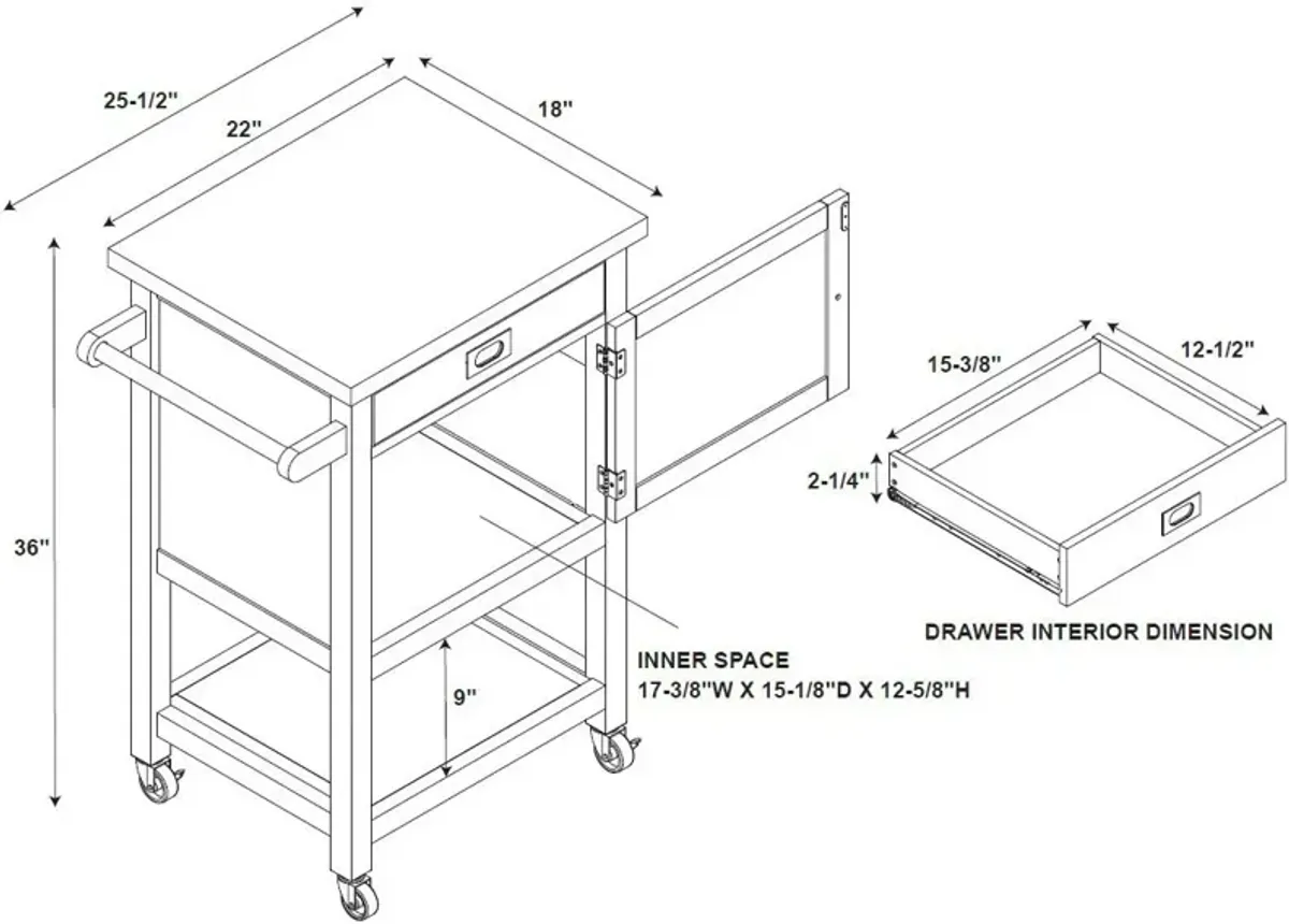 Highland Apartment Cart - Gray