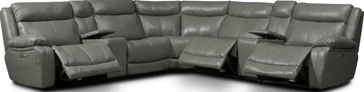 Vince 7-Piece Dual-Power Reclining Sectional with 3 Reclining Seats - Gray