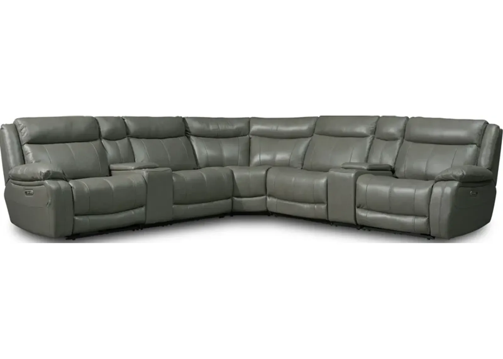 Vince 7-Piece Dual-Power Reclining Sectional with 3 Reclining Seats - Gray