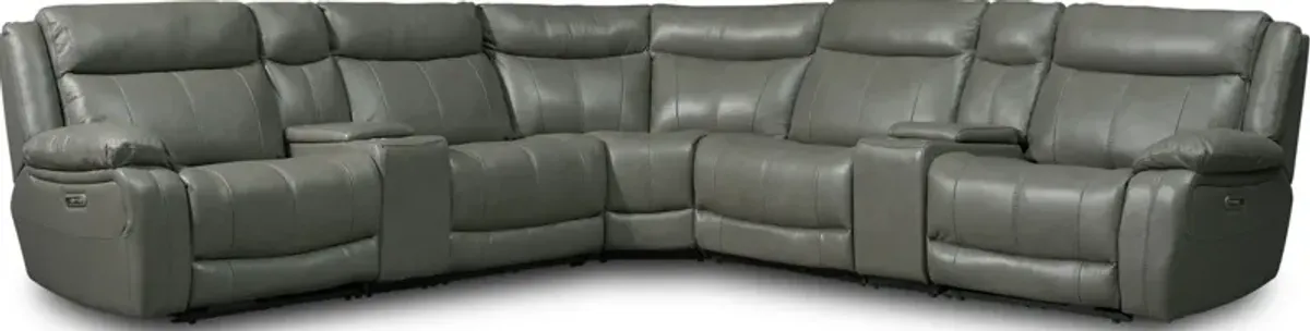 Vince 7-Piece Dual-Power Reclining Sectional with 3 Reclining Seats - Gray