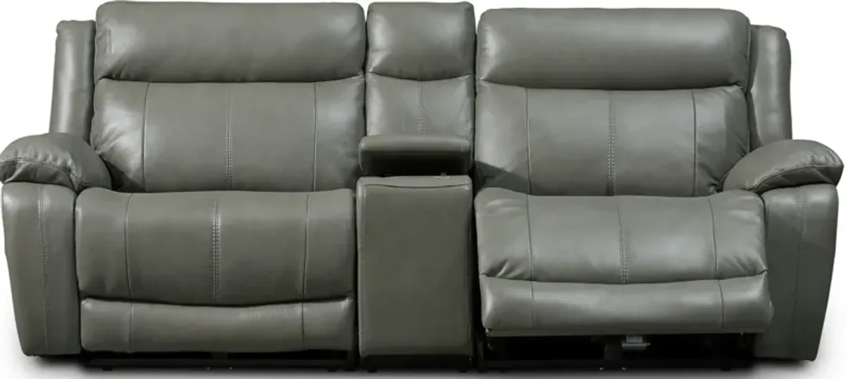 Vince 3-Piece Dual-Power Reclining Sofa with Console - Gray