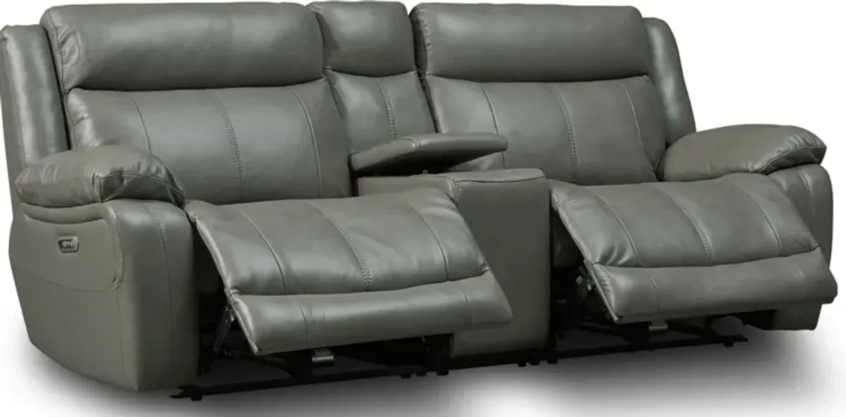 Vince 3-Piece Dual-Power Reclining Sofa with Console - Gray