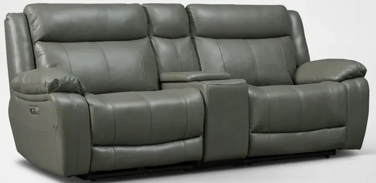 Vince 3-Piece Dual-Power Reclining Sofa with Console - Gray