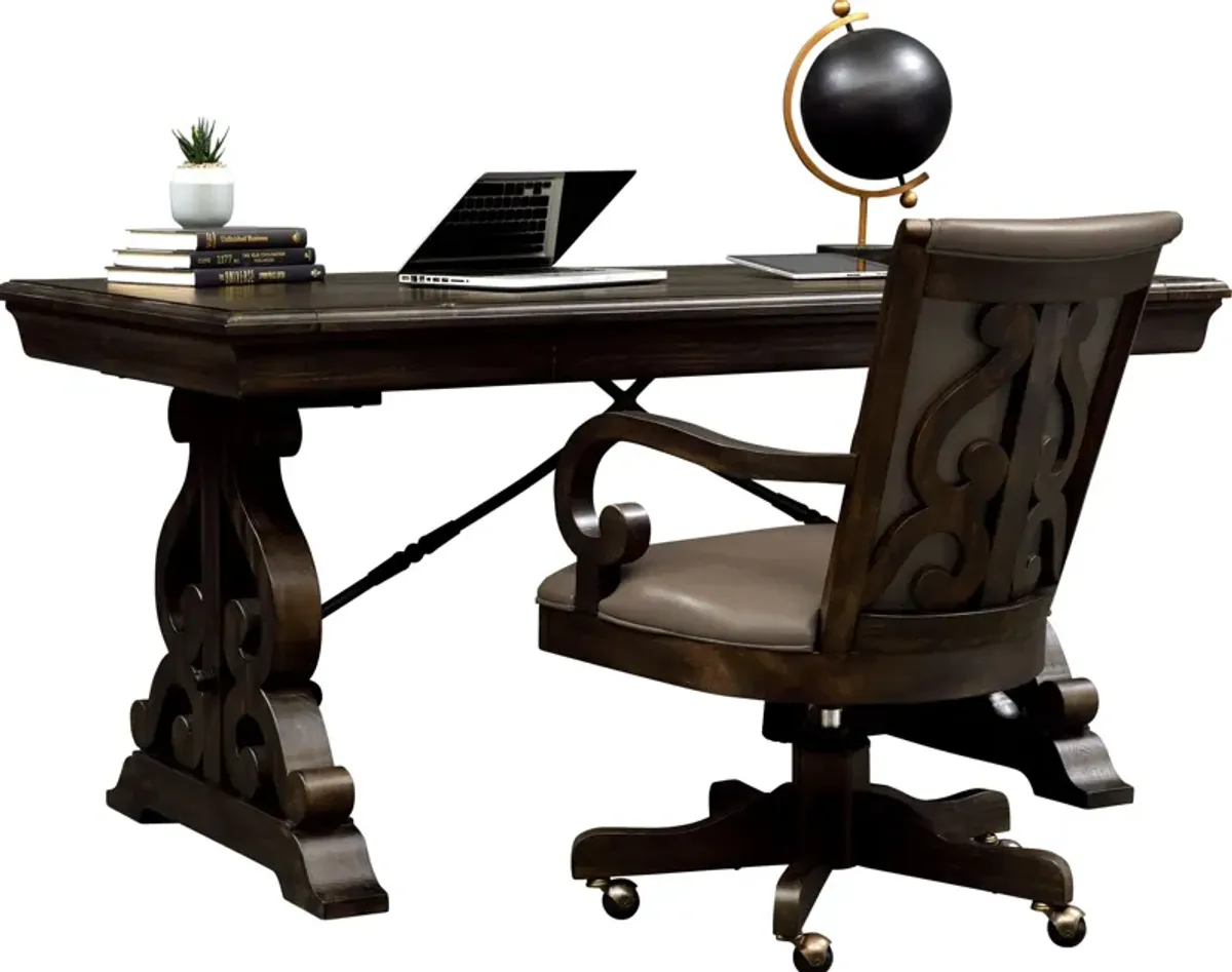 Charthouse Office Desk and Chair Set - Charcoal