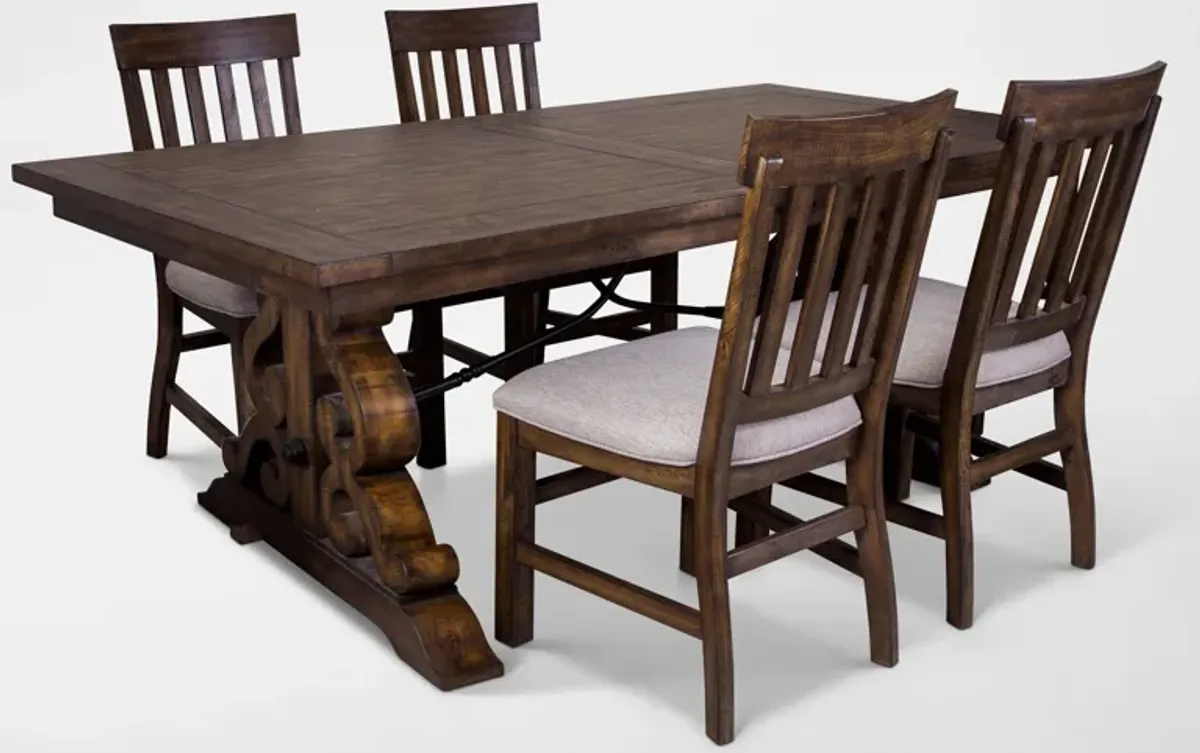 Charthouse Rectangular Extendable Dining Table and 4 Dining Chairs - Nutmeg