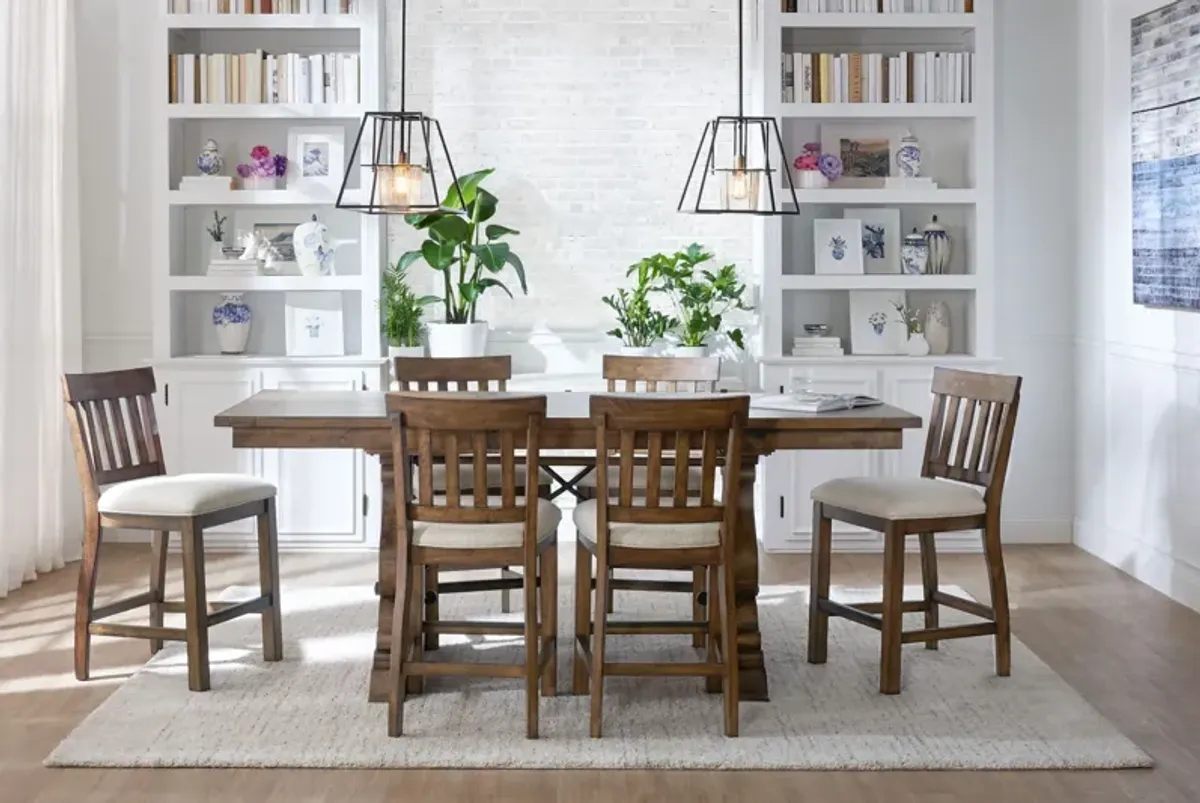 Charthouse Counter-Height Dining Table and 6 Stools - Nutmeg