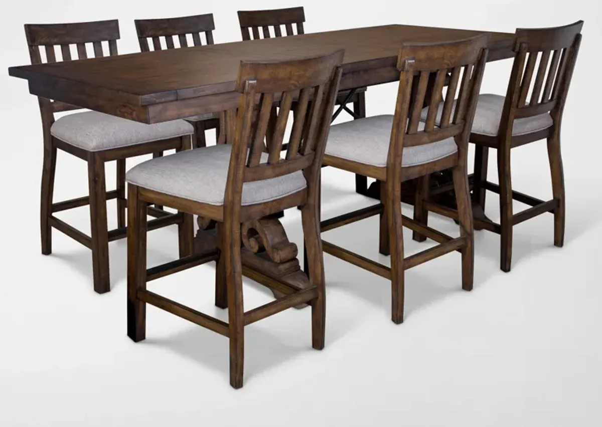 Charthouse Counter-Height Dining Table and 6 Stools - Nutmeg