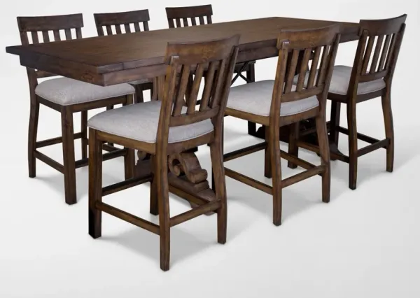 Charthouse Counter-Height Dining Table and 6 Stools - Nutmeg