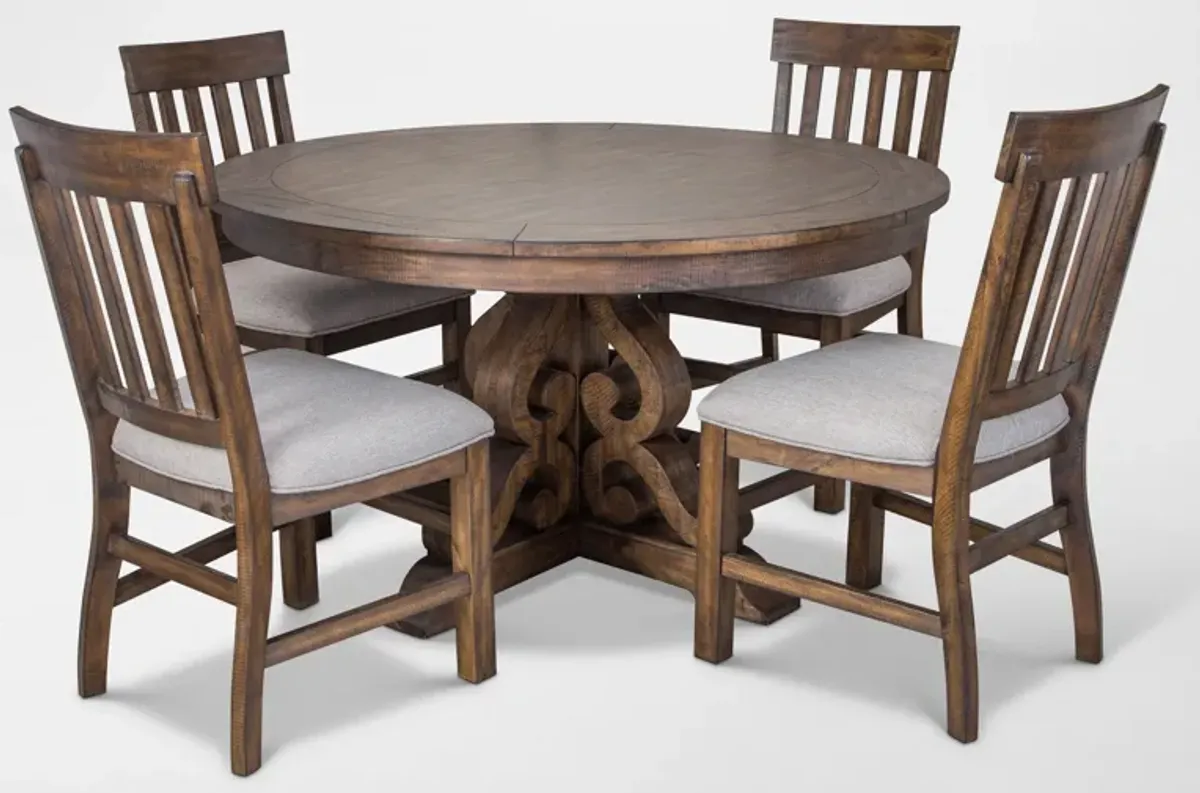 Charthouse Round Dining Table and 4 Dining Chairs - Nutmeg