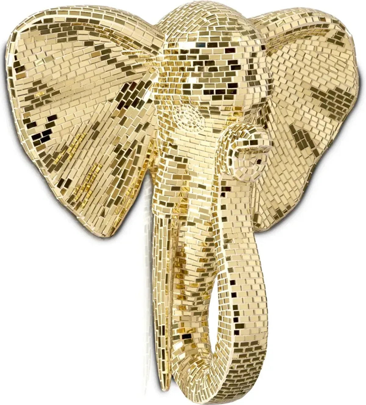 Elephant Head 30'' x 31'' Wall Art - Gold