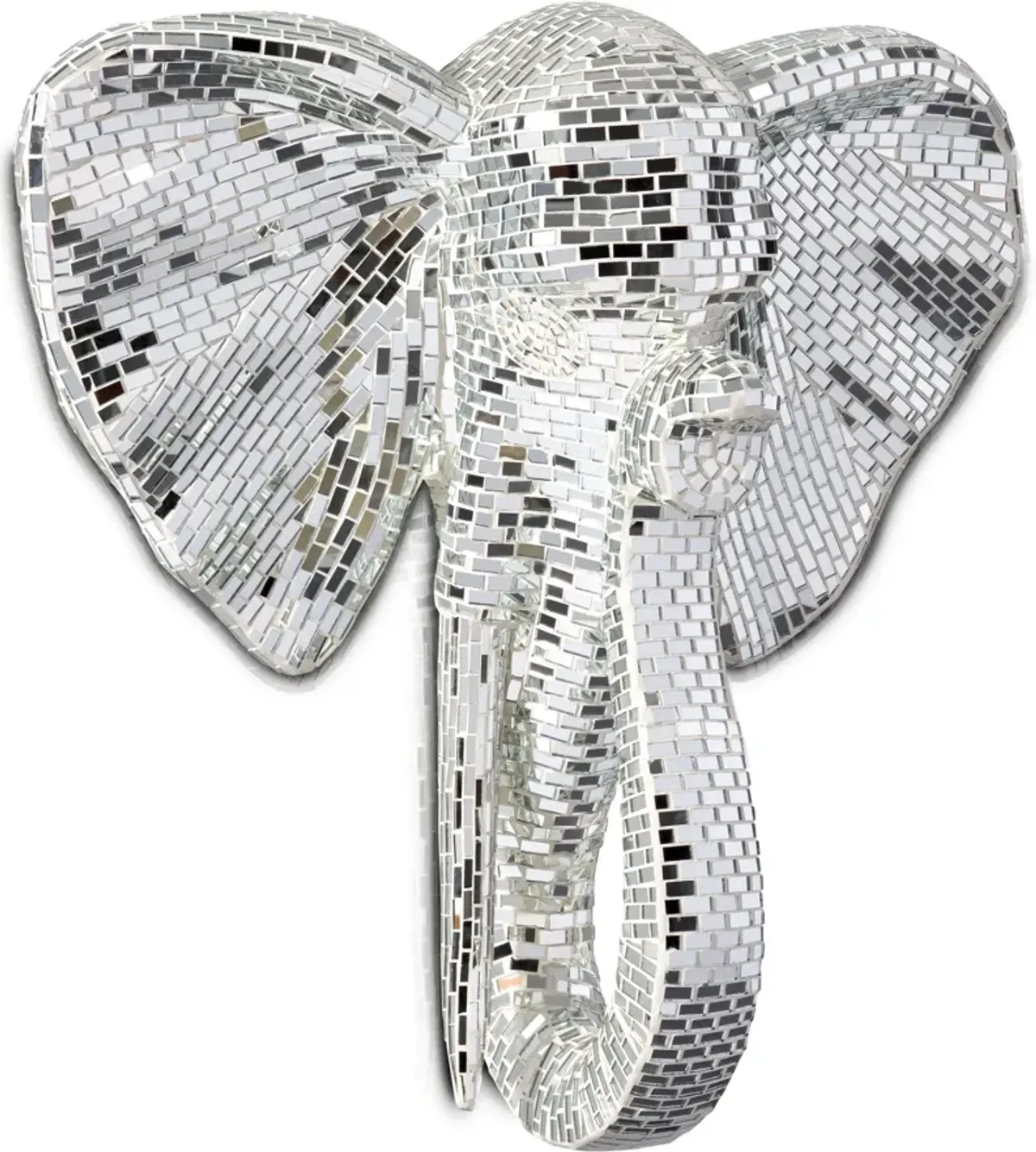 Elephant Head 30'' x 31'' Wall Art - Silver