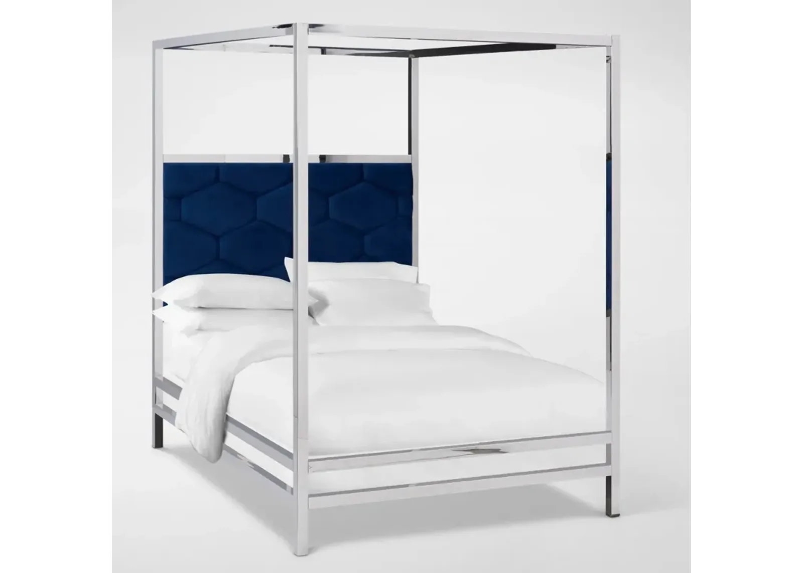 Concerto Queen Canopy Bed - Blue Velvet