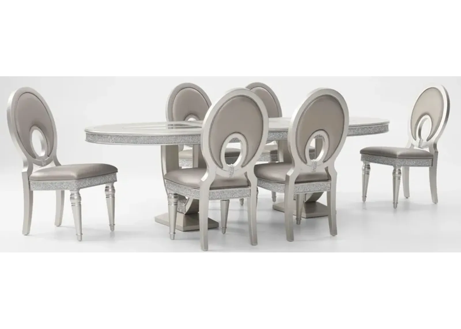 Posh Dining Table and 6 Dining Chairs