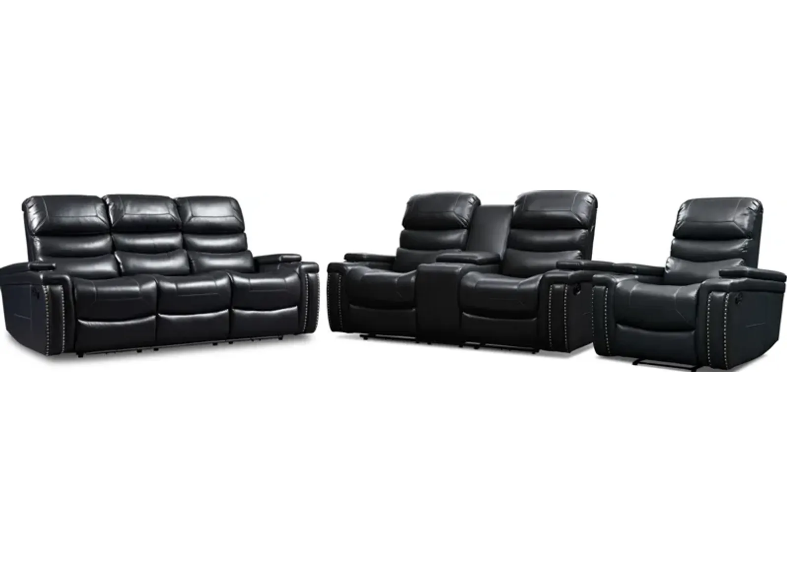 Jackson Manual Reclining Sofa, Loveseat and Recliner - Black