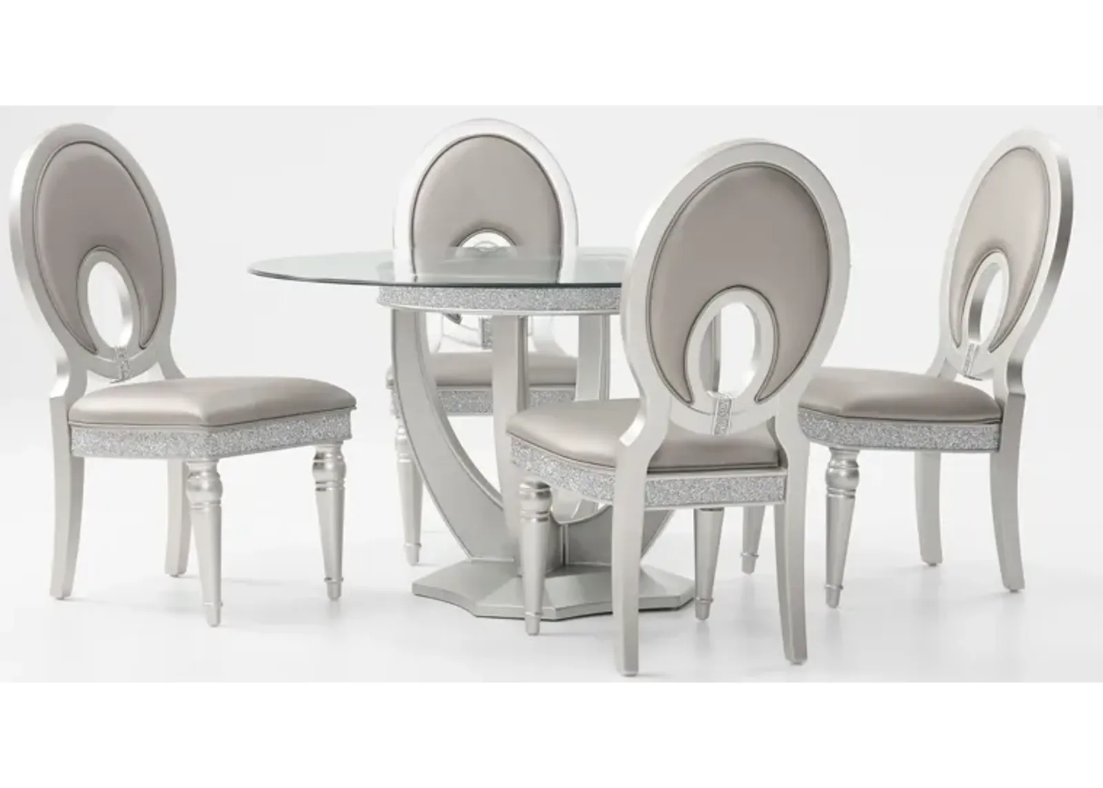 Posh Round Dining Table and 4 Dining Chairs