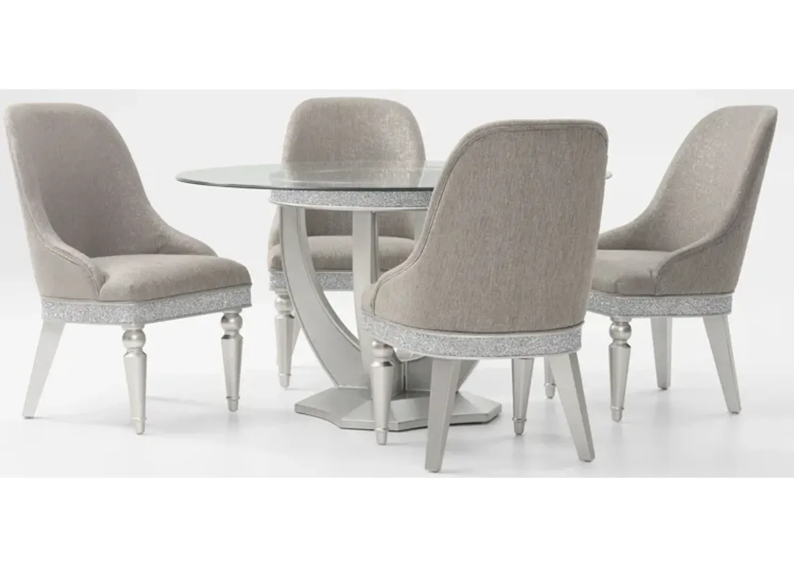 Posh Round Dining Table and 4 Host Chairs