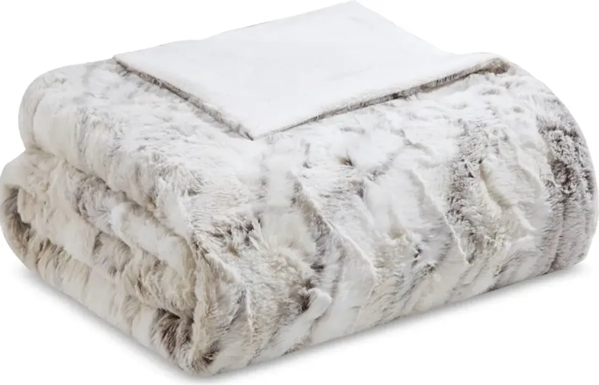 Hadley Faux Fur Throw - Beige