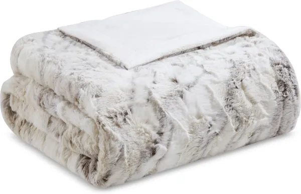 Hadley Faux Fur Throw - Beige