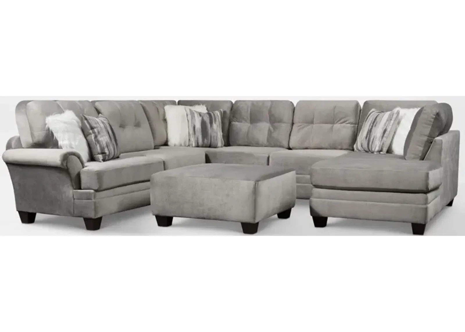 Cordelle 3-Piece Sectional with Right-Facing Chaise and Ottoman - Gray