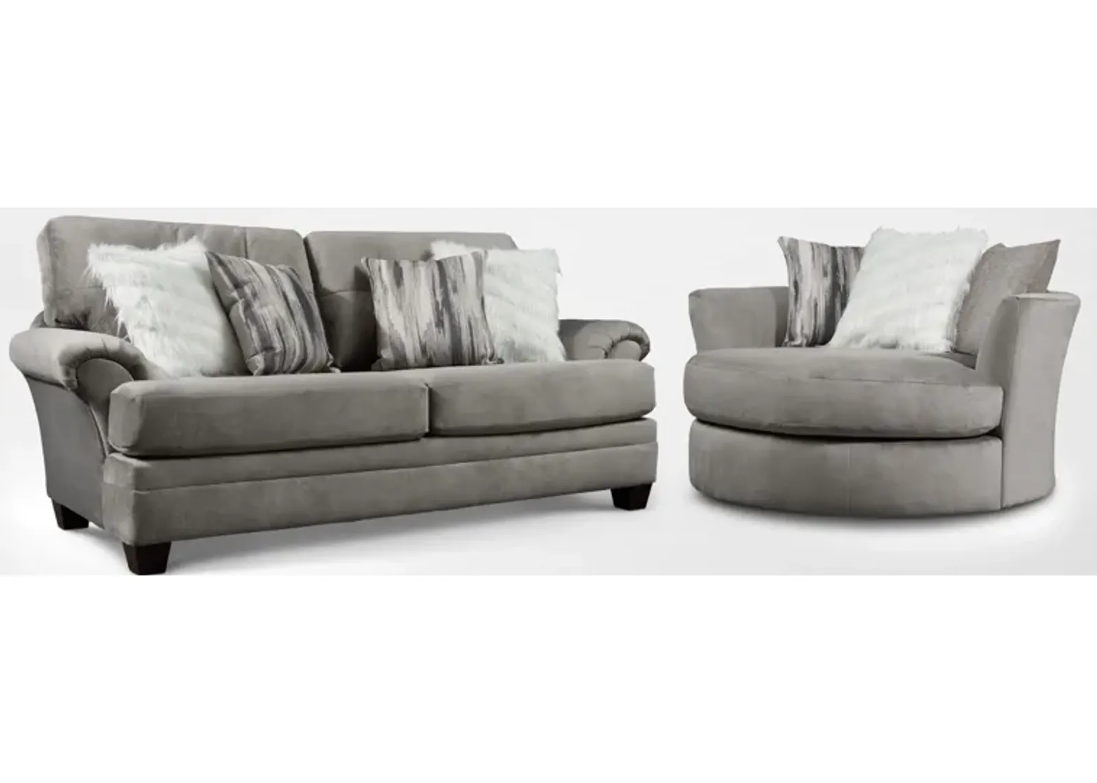 Cordelle Sofa and Swivel Chair Set - Gray