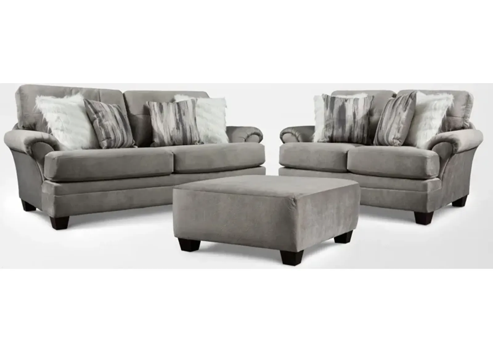 Cordelle Sofa, Loveseat and Ottoman - Gray