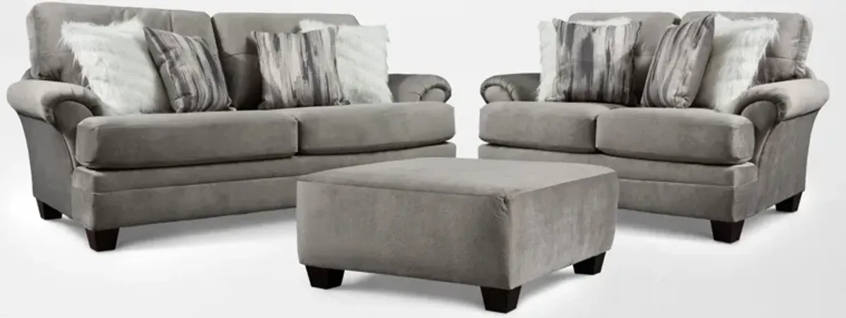 Cordelle Sofa, Loveseat and Ottoman - Gray