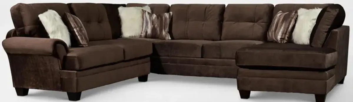 Cordelle 3-Piece Sectional with Right-Facing Chaise - Chocolate