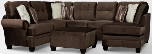 Cordelle 3-Piece Sectional with Right-Facing Chaise and Ottoman - Chocolate