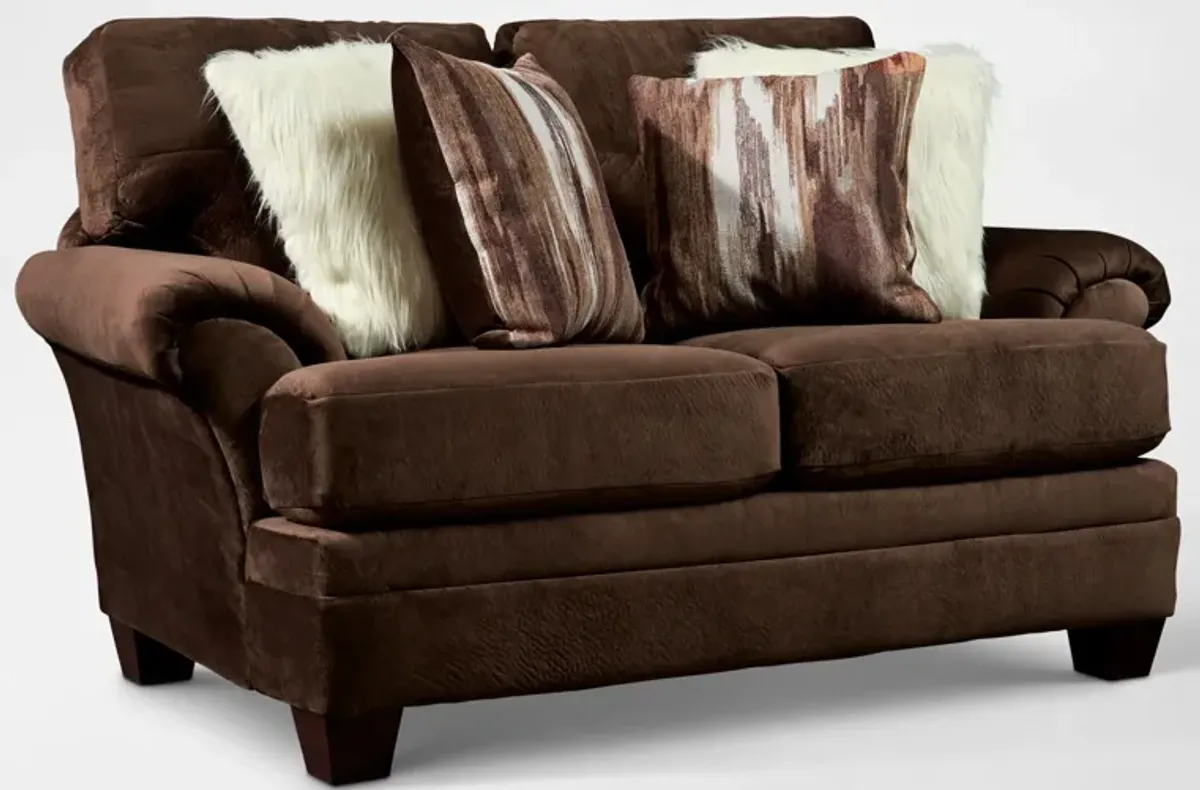 Cordelle Sofa, Loveseat and Swivel Chair - Chocolate