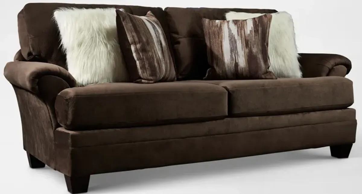 Cordelle Sofa, Loveseat and Swivel Chair - Chocolate