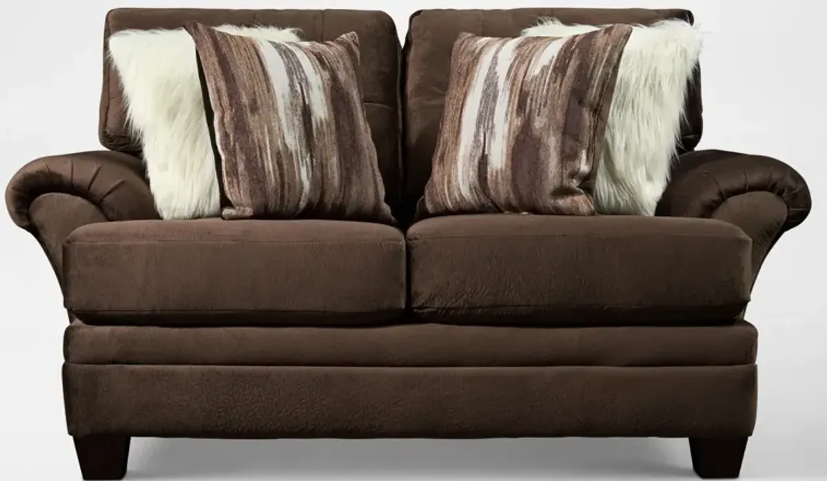 Cordelle Sofa, Loveseat and Swivel Chair - Chocolate