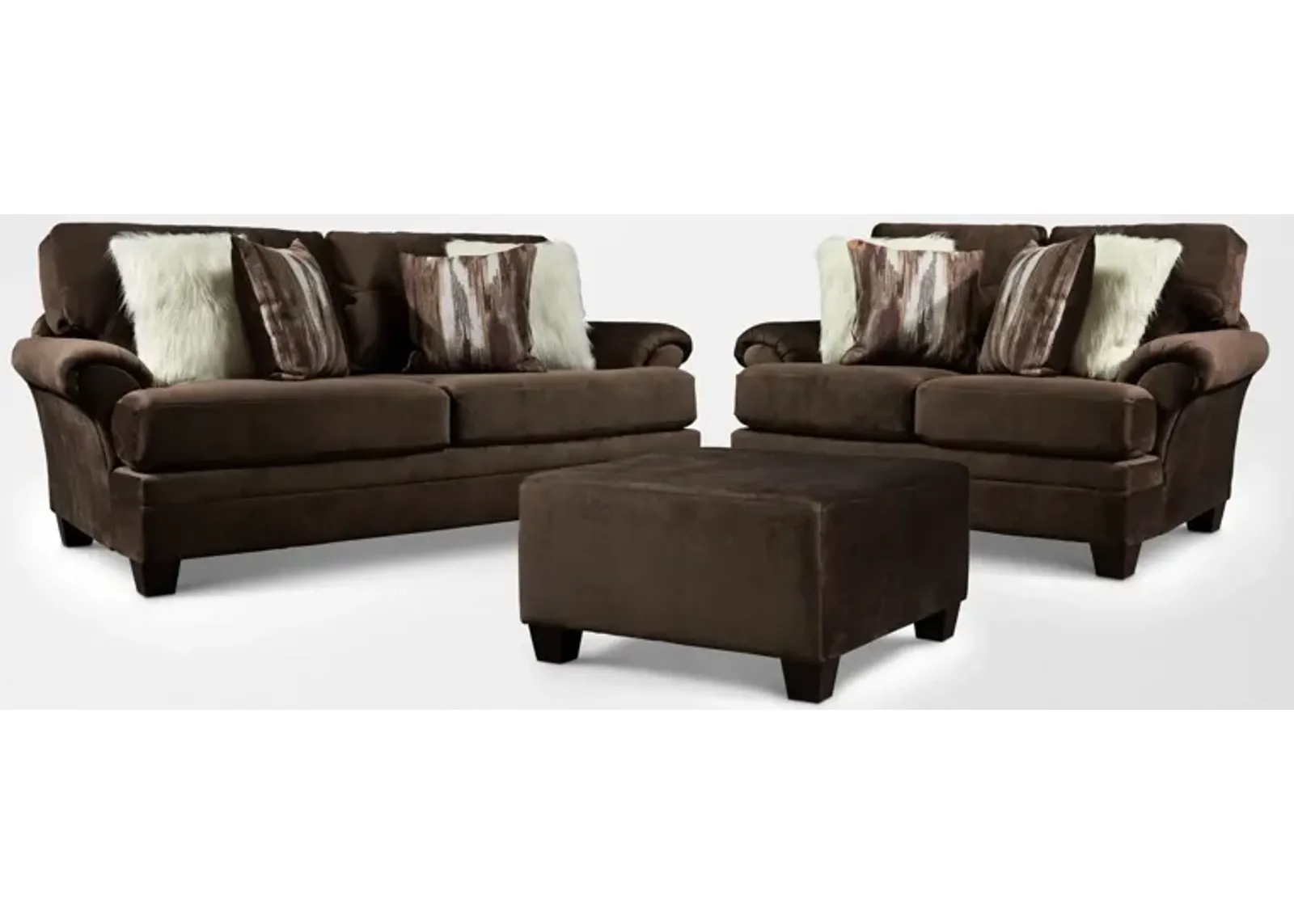 Cordelle Sofa, Loveseat and Ottoman - Chocolate