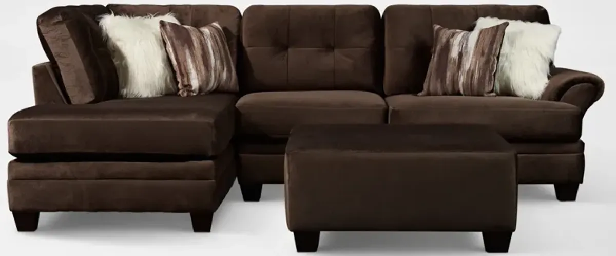 Cordelle 2-Piece Sectional with Left-Facing Chaise and Ottoman - Chocolate