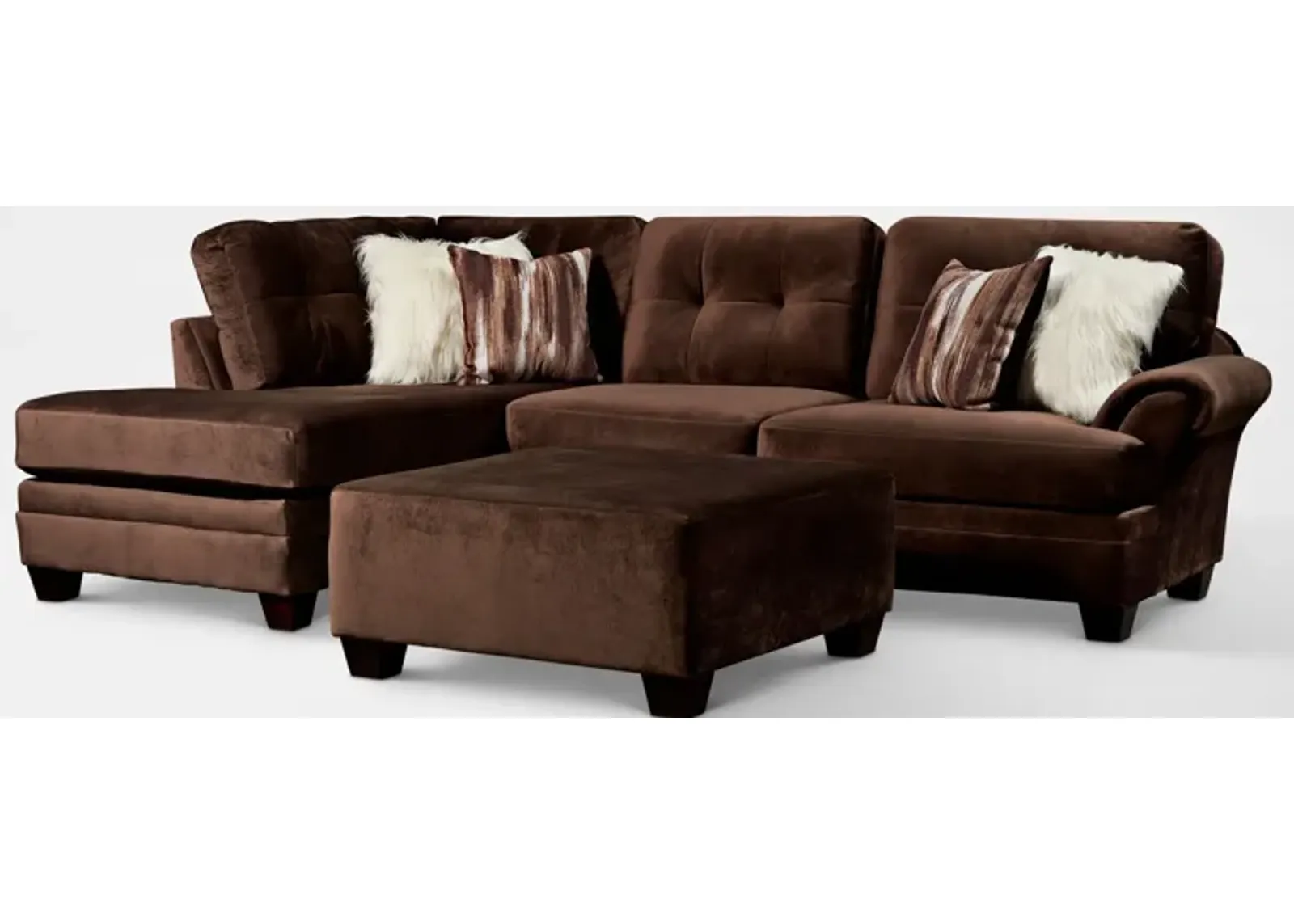 Cordelle 2-Piece Sectional with Left-Facing Chaise and Ottoman - Chocolate