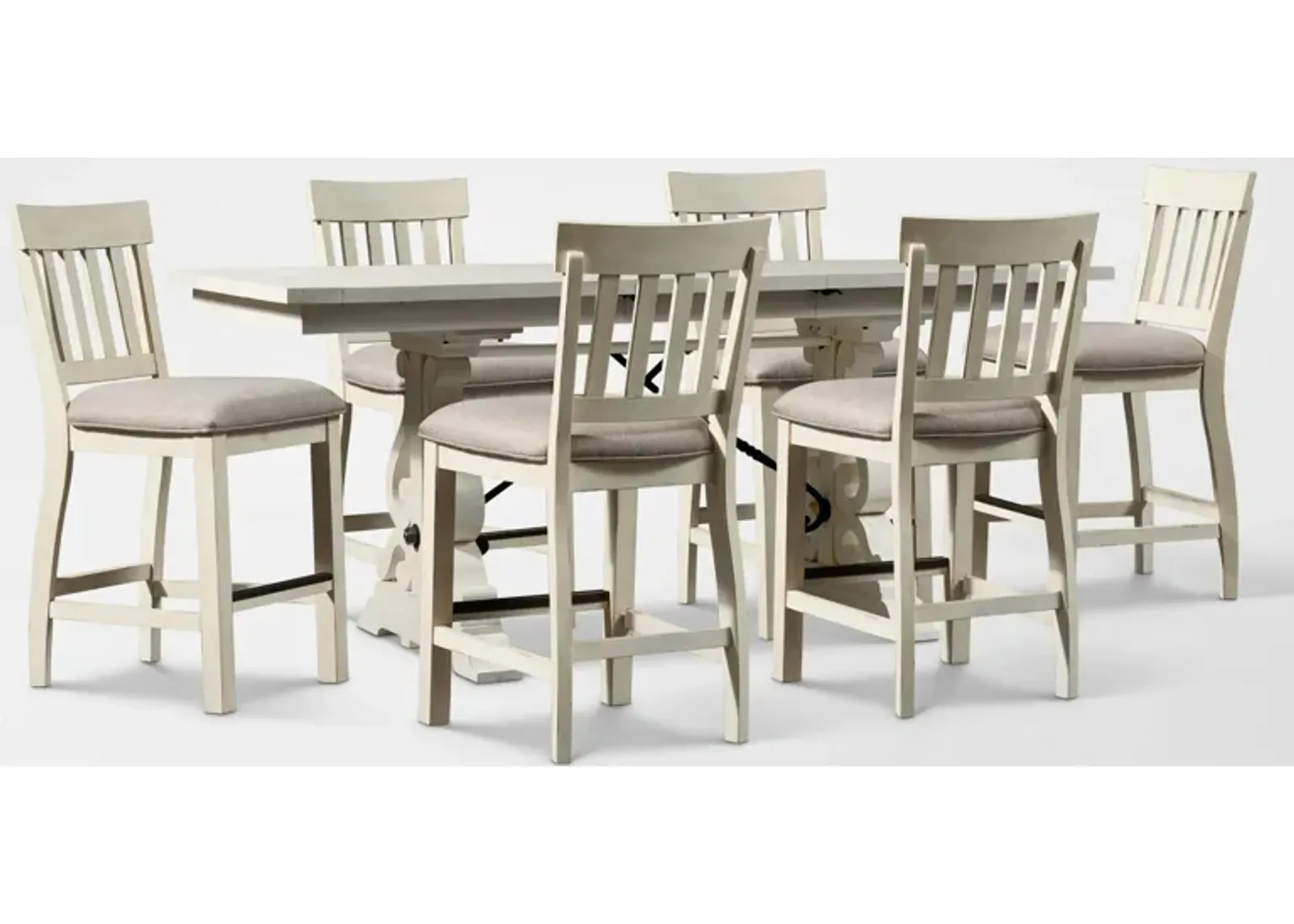 Charthouse Counter-Height Dining Table and 6 Stools - Alabaster