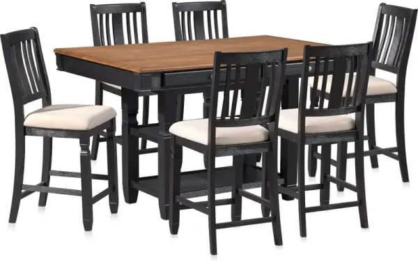 Glendale Kitchen Island and 6 Stools - Black