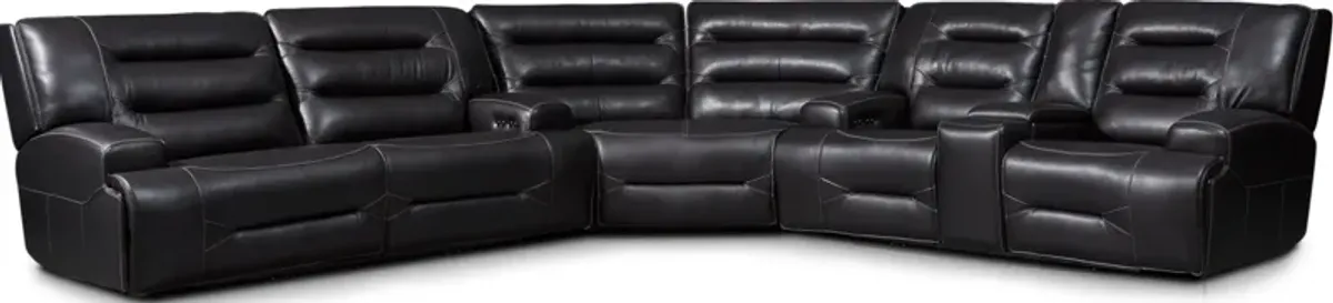 Preston 3-Piece Dual-Power Reclining Sectional with 4 Reclining Seats - Black