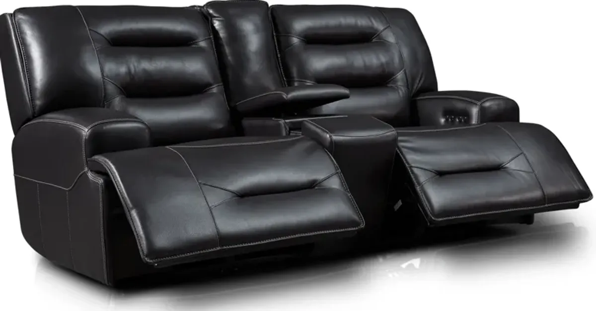 Preston Dual-Power Reclining Sofa and Loveseat Set - Black