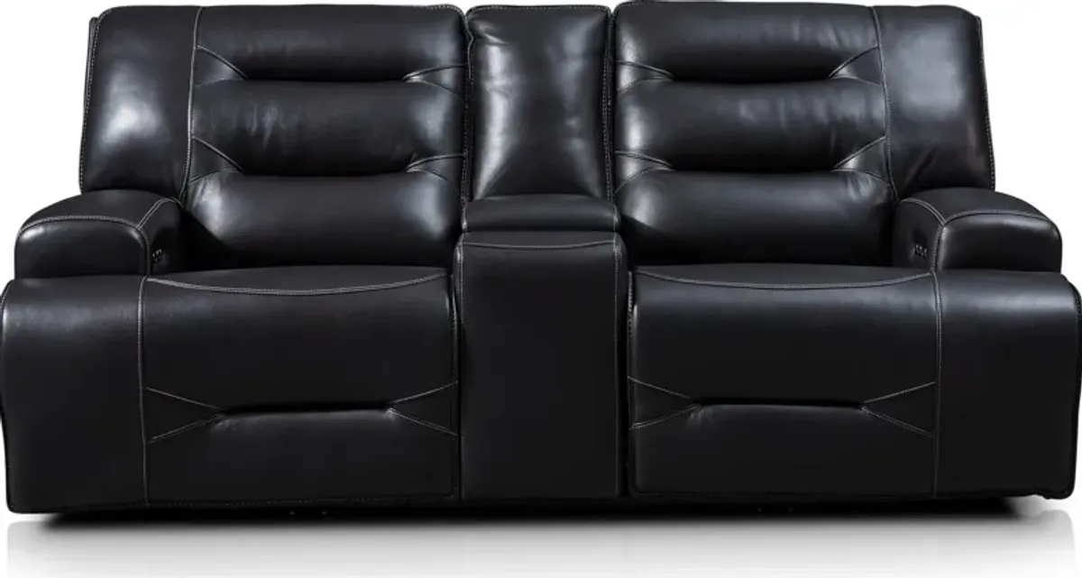 Preston Dual-Power Reclining Sofa and Loveseat Set - Black