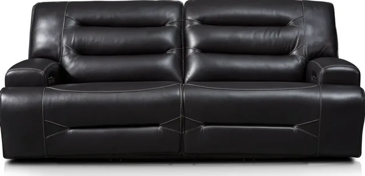 Preston Dual-Power Reclining Sofa and Loveseat Set - Black