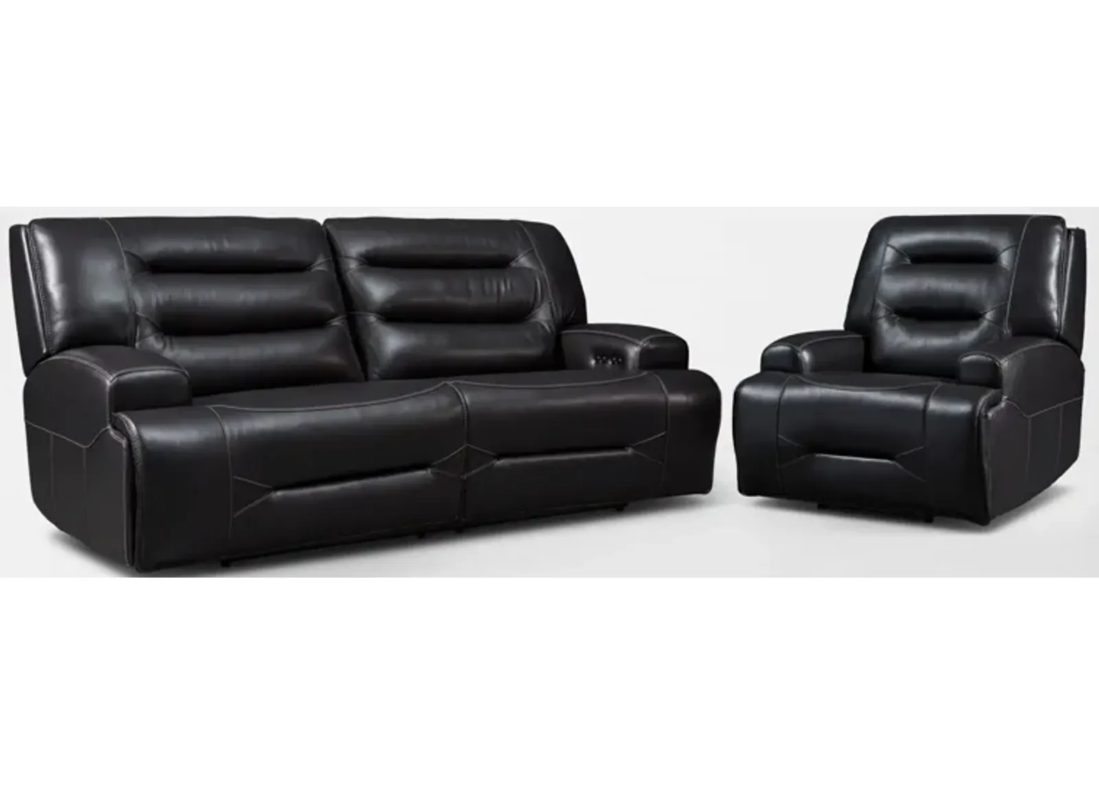 Preston Dual-Power Reclining Sofa and Recliner Set - Black