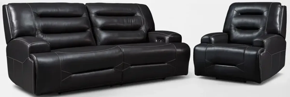 Preston Dual-Power Reclining Sofa and Recliner Set - Black