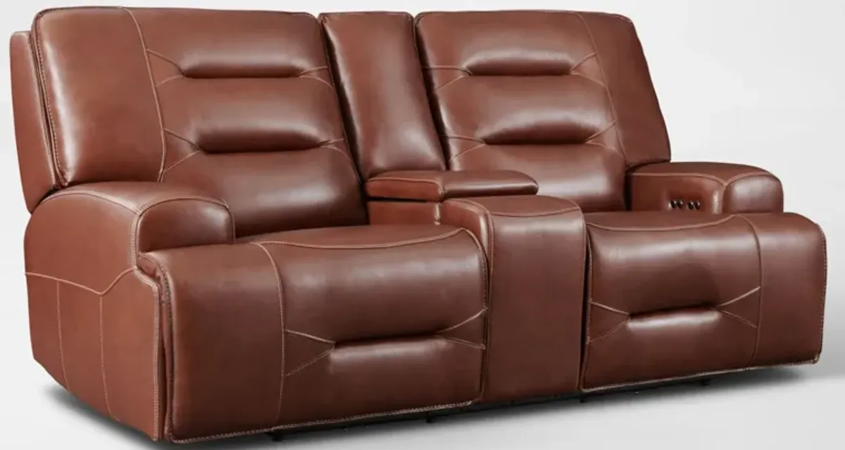 Preston Dual-Power Reclining Loveseat - Caramel